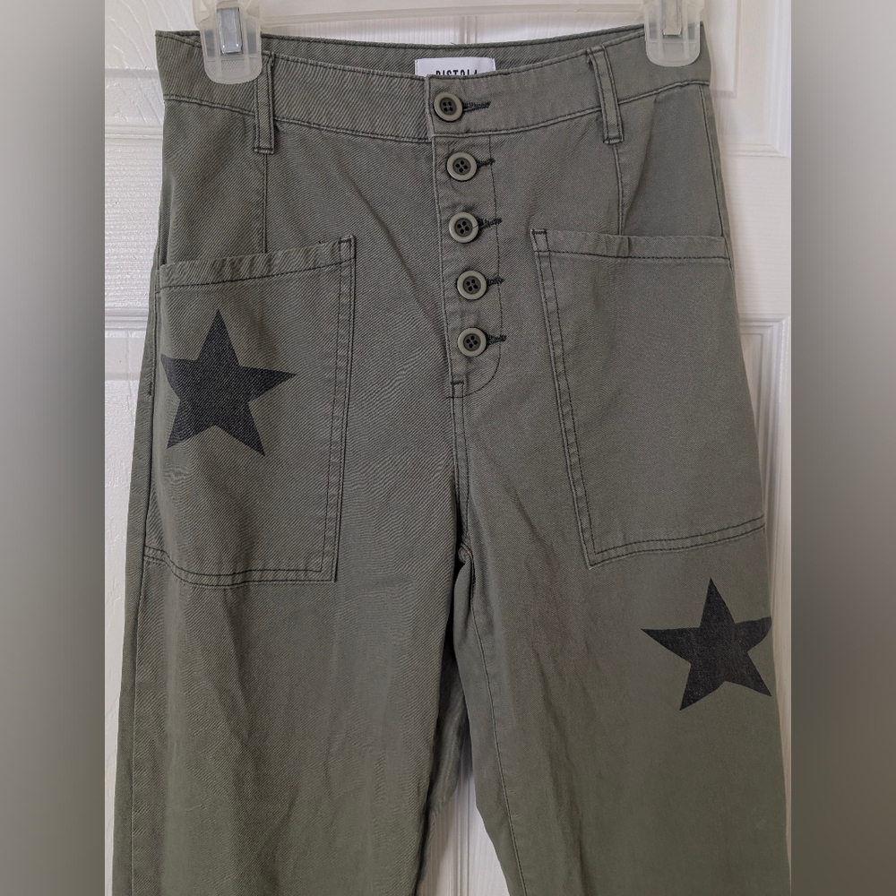 Pistola Tammy High Waisted Straight Leg Pants, Royal Honor Cotton Size 24 - Picture 6 of 16